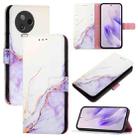 For Infinix Note 12 Pro 4G / Note 12 2023 PT003 Marble Pattern Flip Leather Phone Case(White Purple) - 1