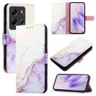 For Infinix Note 30i PT003 Marble Pattern Flip Leather Phone Case(White Purple) - 1