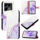 For Infinix Note 40 4G PT003 Marble Pattern Flip Leather Phone Case(White Purple) - 1