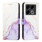 For Infinix Note 40 4G PT003 Marble Pattern Flip Leather Phone Case(White Purple) - 2