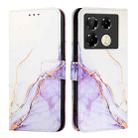 For Infinix Note 40 Pro 4G PT003 Marble Pattern Flip Leather Phone Case(White Purple) - 2