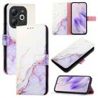 For Infinix Smart 8 PT003 Marble Pattern Flip Leather Phone Case(White Purple) - 1