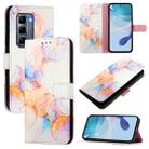 For Infinix Hot 50 Pro+ 4G PT003 Marble Pattern Flip Leather Phone Case(Galaxy Marble White) - 1