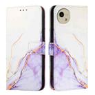 For Sharp Aquos Wish 4 SH-52E PT003 Marble Pattern Flip Leather Phone Case(White Purple) - 2