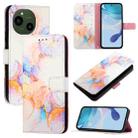 For Sharp Aquos R9 SH-51E PT003 Marble Pattern Flip Leather Phone Case(Galaxy Marble White) - 1