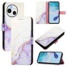 For Sharp Aquos Sense9 Plus PT003 Marble Pattern Flip Leather Phone Case(White Purple) - 1