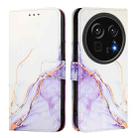 For Sharp Aquos R9 Pro SH-54E PT003 Marble Pattern Flip Leather Phone Case(White Purple) - 2