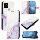 For Google Pixel 5 PT003 Marble Pattern Flip Leather Phone Case(White Purple) - 1