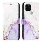 For Google Pixel 5 PT003 Marble Pattern Flip Leather Phone Case(White Purple) - 2
