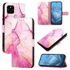 For Google Pixel 5 XL / 4a 5G PT003 Marble Pattern Flip Leather Phone Case(Pink Purple Gold) - 1