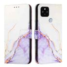 For Google Pixel 5 XL / 4a 5G PT003 Marble Pattern Flip Leather Phone Case(White Purple) - 2