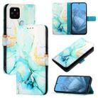 For Google Pixel 5 XL / 4a 5G PT003 Marble Pattern Flip Leather Phone Case(Green) - 1
