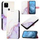 For Google Pixel 5a PT003 Marble Pattern Flip Leather Phone Case(White Purple) - 1