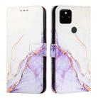 For Google Pixel 5a PT003 Marble Pattern Flip Leather Phone Case(White Purple) - 2