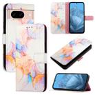 For Google Pixel 8a PT003 Marble Pattern Flip Leather Phone Case(Galaxy Marble White) - 1