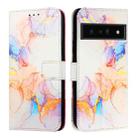 For Google Pixel 6 Pro PT003 Marble Pattern Flip Leather Phone Case(Galaxy Marble White) - 2