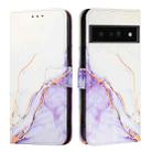 For Google Pixel 6 Pro PT003 Marble Pattern Flip Leather Phone Case(White Purple) - 2