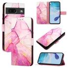 For Google Pixel 7 PT003 Marble Pattern Flip Leather Phone Case(Pink Purple Gold) - 1
