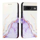 For Google Pixel 7 PT003 Marble Pattern Flip Leather Phone Case(White Purple) - 2