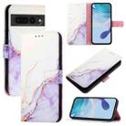 For Google Pixel 7 Pro PT003 Marble Pattern Flip Leather Phone Case(White Purple) - 1