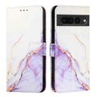 For Google Pixel 7 Pro PT003 Marble Pattern Flip Leather Phone Case(White Purple) - 2