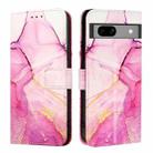 For Google Pixel 7a PT003 Marble Pattern Flip Leather Phone Case(Pink Purple Gold) - 2