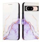 For Google Pixel 8 PT003 Marble Pattern Flip Leather Phone Case(White Purple) - 2