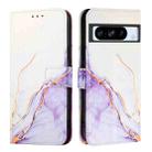 For Google Pixel 8 Pro PT003 Marble Pattern Flip Leather Phone Case(White Purple) - 2