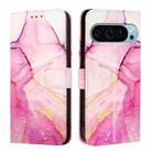 For Google Pixel 9 PT003 Marble Pattern Flip Leather Phone Case(Pink Purple Gold) - 2