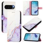 For Google Pixel 10 Pro XL PT003 Marble Pattern Flip Leather Phone Case(White Purple) - 1