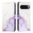 For Google Pixel 10 / 10 Pro PT003 Marble Pattern Flip Leather Phone Case(White Purple) - 3