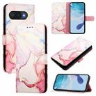 For Google Pixel 9a PT003 Marble Pattern Flip Leather Phone Case(Rose Gold) - 1