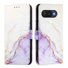 For Google Pixel 9a PT003 Marble Pattern Flip Leather Phone Case(White Purple) - 2