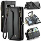 For Google Pixel 7a CaseMe C36 Card Slots Zipper Wallet RFID Anti-theft Leather Phone Case(Black) - 1