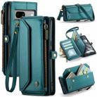 For Google Pixel 7a CaseMe C36 Card Slots Zipper Wallet RFID Anti-theft Leather Phone Case(Blue-green) - 1