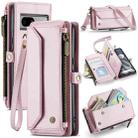 For Google Pixel 7a CaseMe C36 Card Slots Zipper Wallet RFID Anti-theft Leather Phone Case(Pink) - 1