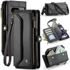 For Google Pixel 8 CaseMe C36 Card Slots Zipper Wallet RFID Anti-theft Leather Phone Case(Black) - 1