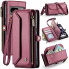 For Google Pixel 8 CaseMe C36 Card Slots Zipper Wallet RFID Anti-theft Leather Phone Case(Wine Red) - 1