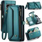 For Google Pixel 8 Pro CaseMe C36 Card Slots Zipper Wallet RFID Anti-theft Leather Phone Case(Blue-green) - 1