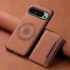 For Google Pixel 9 Denior D13 Retro Texture Leather MagSafe Card Bag Phone Case(Brown) - 2