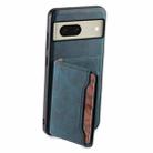 For Google Pixel 8 Denior D13 Retro Texture Leather MagSafe Card Bag Phone Case(Blue) - 3