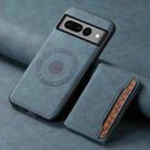 For Google Pixel 7 Pro 5G Denior D13 Retro Texture Leather MagSafe Card Bag Phone Case(Blue) - 2