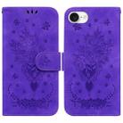 For iPhone SE 2024 Butterfly Rose Embossed Leather Phone Case(Purple) - 1
