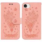 For iPhone SE 2024 Butterfly Rose Embossed Leather Phone Case(Pink) - 1