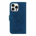 For iPhone 16 Pro Max Butterfly Rose Embossed Leather Phone Case(Blue) - 3