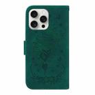 For iPhone 16 Pro Max Butterfly Rose Embossed Leather Phone Case(Green) - 3