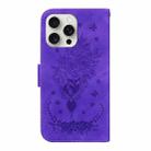 For iPhone 16 Pro Max Butterfly Rose Embossed Leather Phone Case(Purple) - 3