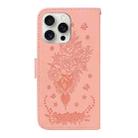 For iPhone 16 Pro Max Butterfly Rose Embossed Leather Phone Case(Pink) - 3