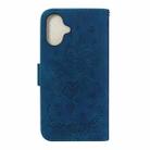 For iPhone 16 Butterfly Rose Embossed Leather Phone Case(Blue) - 3