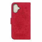 For iPhone 16 Butterfly Rose Embossed Leather Phone Case(Red) - 3